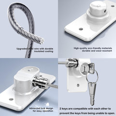 WILZEIMY 2-pack fridge lock shows tool-free setup using adhesive for quick mounting.