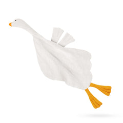 Wimist Goose Lovey closeup shows plush muslin for gentle baby touch and comfort.