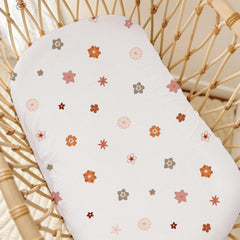 Wimist Muslin Baby Lounger Cover Flower-B on a lounger showing breathable fabric
