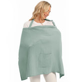 Wimist muslin nursing cover sage front view offers discreet privacy and breathable coverage.