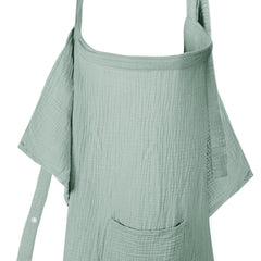 Wimist muslin nursing cover sage side view shows lightweight, breathable fabric.