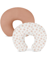 Wimist nursing pillow cover in dusty rose offers breathable cotton muslin for comfortable feeds.