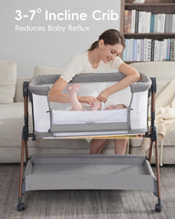 Winchild baby bassinet mesh walls provide airy visibility and breathability