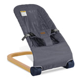 Winchild baby bouncer wood grain frame demonstrates sturdy support for tiny spines