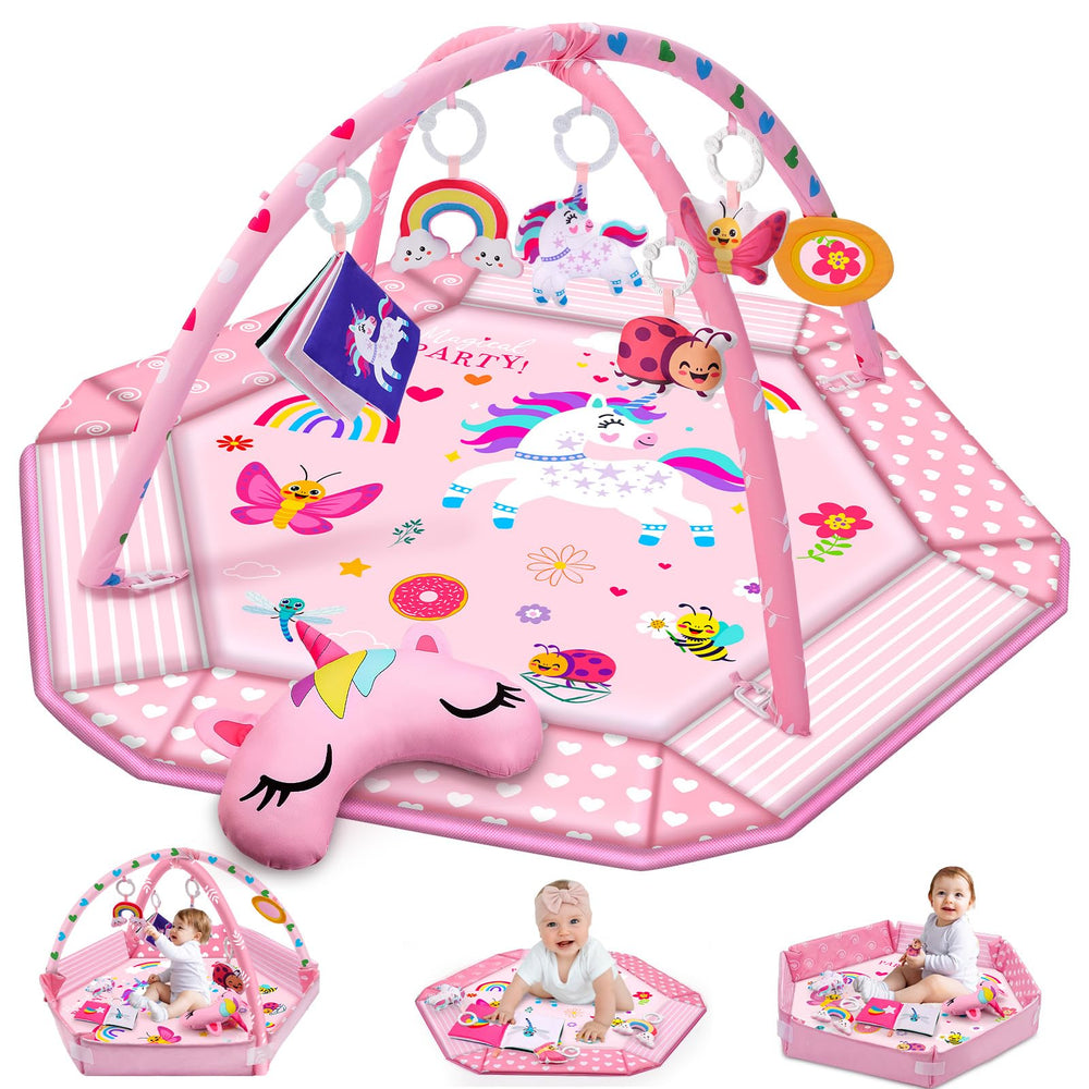 Windidi Unicorn Baby Gym Play Mat top view with large soft surface for safe, engaging play.