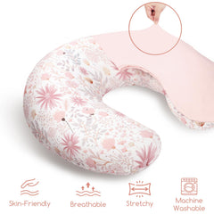 WINGHENLEE nursing pillow cover pink floral pattern on pillow enhances nursery decor and cushion softness