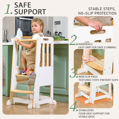 Wingyz Toddler Tower adjustable heights demonstrates versatile use across ages.