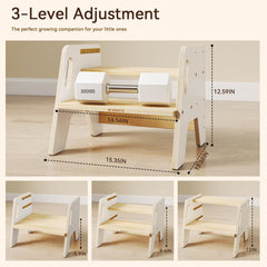 Wingyz wooden step stool with non-slip strips for stable bathroom use.