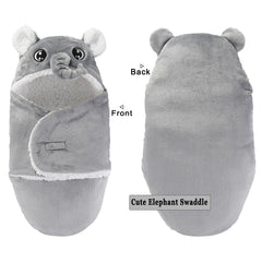 Winmany pink rabbit swaddle front view demonstrates playful style and swaddling ease.
