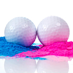 Winsharp gender reveal golf ball pink ready to reveal with dramatic color poof for photos.