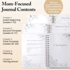 WINTC pregnancy journal inside pages provide structured space for notes and milestones.
