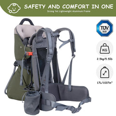 WIPHA Baby Backpack Carrier with canopy extended for sun protection during outdoor adventures.
