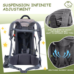 WIPHA Baby Backpack Carrier seat area adjustable to accommodate growing babies on hikes.
