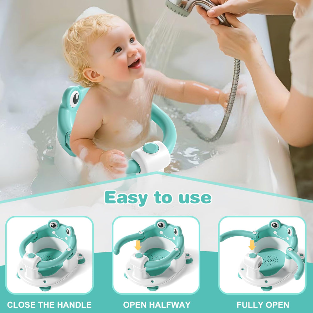 wiqins baby bath seat side view highlights ergonomic posture and easy entry for parents.