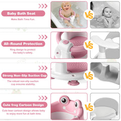 wiqins bath seat soft cushion close-up shows gentle comfort during bath time.