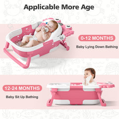 wiqins collapsible baby bathtub floating cushion provides head and neck support during baths.