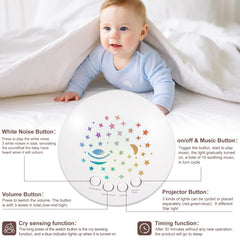 Wiqins star-projection night light offers eight modes to help baby settle into independent sleep.