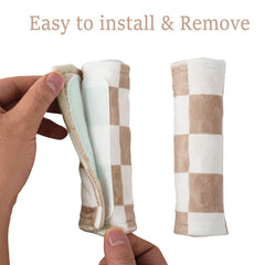 Wirein strap covers with hook-loop closure for easy fit