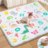 Wirhao baby play mat dinosaur-alphabet design, top view, soft cushioning for crawlers