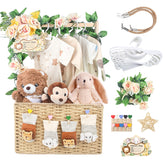 Wisreach wooden baby shower crate closet framed view shows sturdy, stylish gift storage for organized gifting.