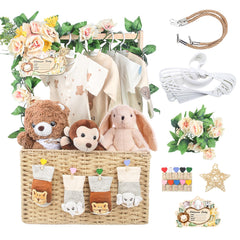 Wisreach wooden baby shower crate closet framed view shows sturdy, stylish gift storage for organized gifting.