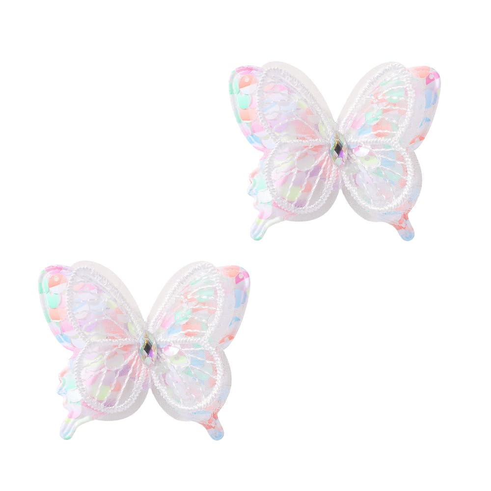 Wistamik butterfly hair clip white closeup shows embroidery and sequins for a playful look