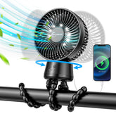 WITHOUSE 20000mAh portable stroller fan clip-on delivering steady airflow on the go