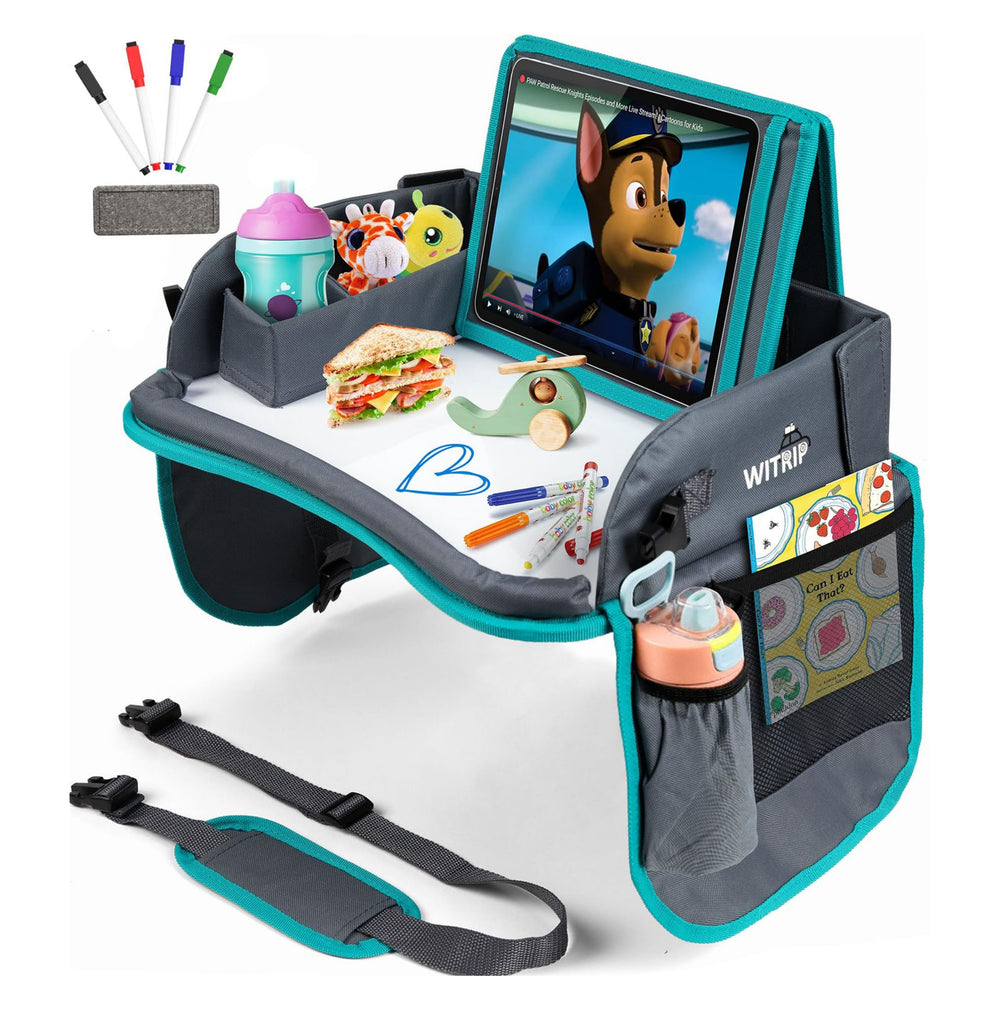 WITRIP kids travel tray with dry erase board for road trip activities.