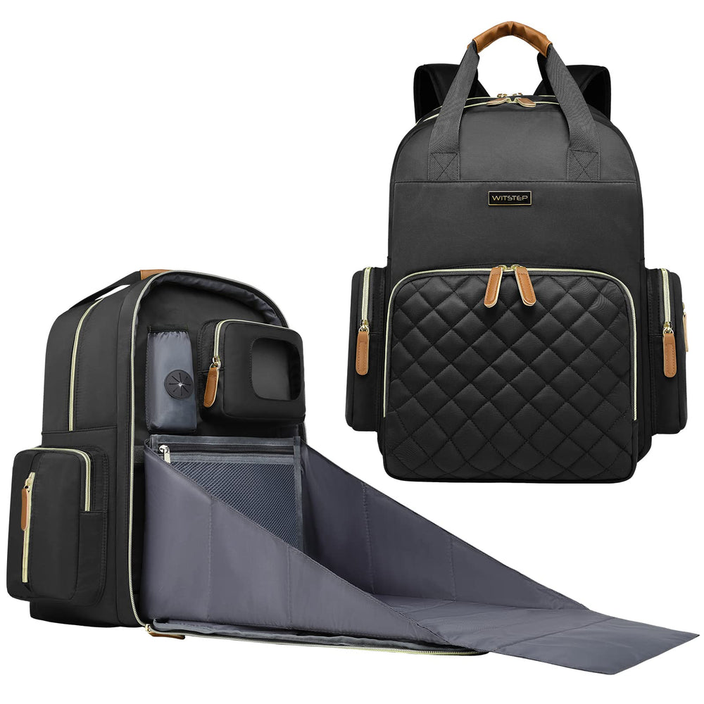 WITSTEP diaper bag laptop backpack front view showing roomy main compartment for baby gear.