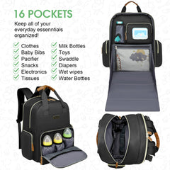 WITSTEP diaper bag laptop backpack open with organized partitions for baby items and a laptop.