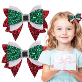 WIWUFUE Christmas hair bow red glitter rhinestones boosts festive sparkle at parties