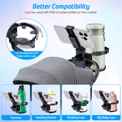WixGear stroller phone-stand mounted for easy access during walks.