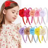 WJYX BOWS fabric rose headbands multicolor set for daily wear