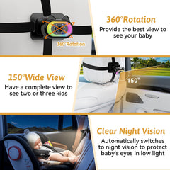 Wkzay baby car camera adjustable brightness for daytime and night visibility.