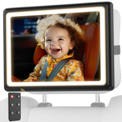 Wkzay baby car mirror with light and remote control for nighttime monitoring