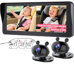 Wkzay dual baby car camera 6-9 inch display for real-time split-screen viewing on the road