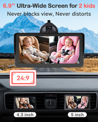 Wkzay dual baby car camera left 1080p captures daytime monitoring of each child