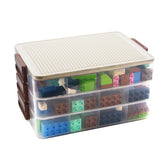WMM Toys Storage Bins with 24 palace grids in white, organized Lego bricks.