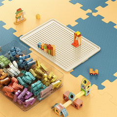 WMM storage bin filled with Lego blocks for easy access and sorting.