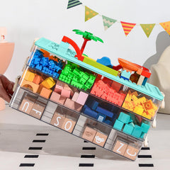 WMM Toys Storage Organizer Bins Green 3Layers features a built-on top cover for building blocks