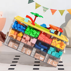 WMM Toys Storage Organizer Yellow 3-Layer 12 compartments keep pieces organized