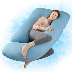 Wndy's Dream pregnancy pillow 60inch ergonomic J-shape supports back, belly, and hips for restful sleep.