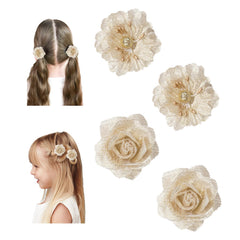 WNYUJOY glitter gold flower clip close-up showing sparkle and secure grip.