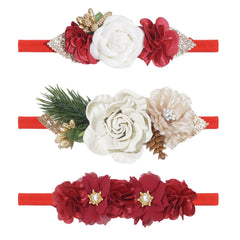 WNYUJOY baby girl flower headband Christmas pack shown in a gift-ready box for holiday photos.