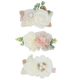 WNYUJOY flower hair clip trio pack in vibrant colors for coordinated baby outfits