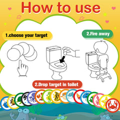 Woanger toilet targets jellyfish design keeps children engaged during potty practice.