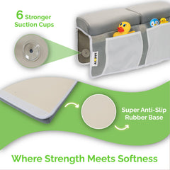 Wobbi bath kneeler with six suction cups for stable tub grip