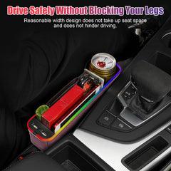WODHMIEY front-seat organizer ambient light illustrates mood-enhancing nighttime visibility
