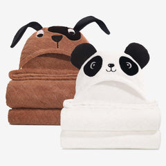 WODHOY toddler hooded towel panda face dries hair and keeps little one cozy.