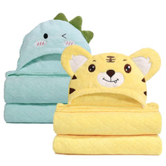 WODHOY extra-large yellow tiger hooded towel for quick drying after bath